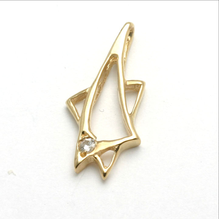 14k Yellow gold Diamond Jewish Star of David Pendant - JewelryJudaica