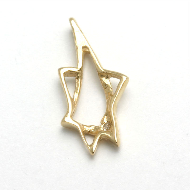 14k Yellow gold Diamond Jewish Star of David Pendant - JewelryJudaica