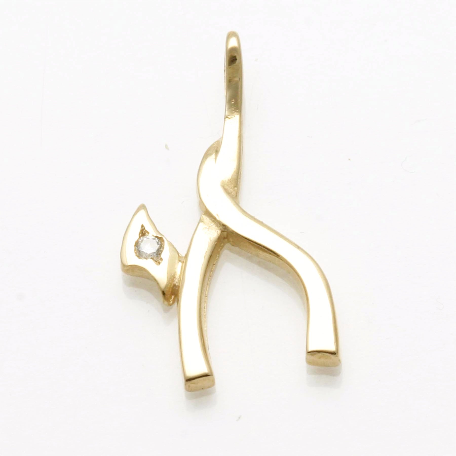 14k Yellow Gold Chai Diamond Modern Pendant - JewelryJudaica