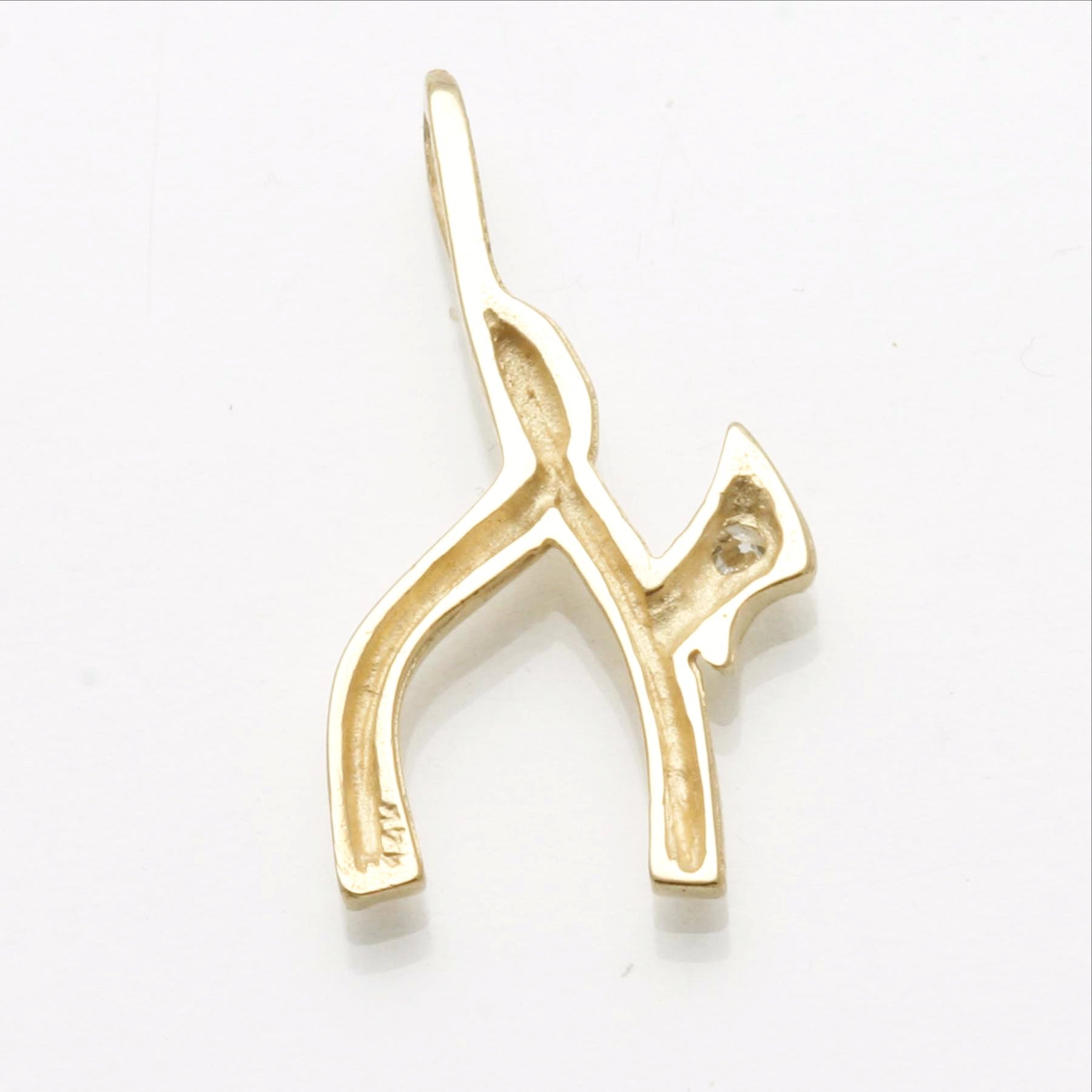 14k Yellow Gold Chai Diamond Modern Pendant - JewelryJudaica