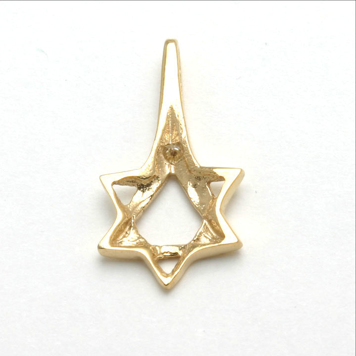 14k Yellow gold Jewish Star of David Pendant Modern Diamond - JewelryJudaica