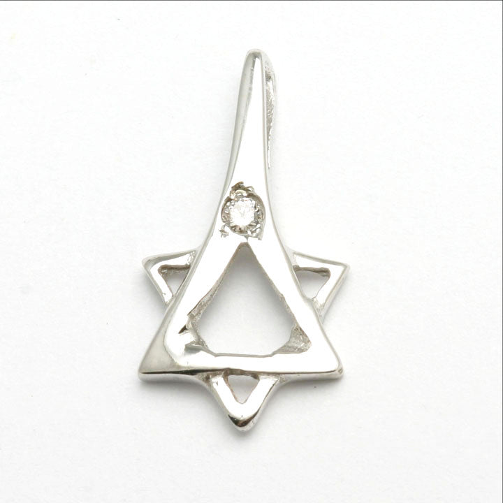 14k White Gold and Diamond Star of David Pendant - JewelryJudaica