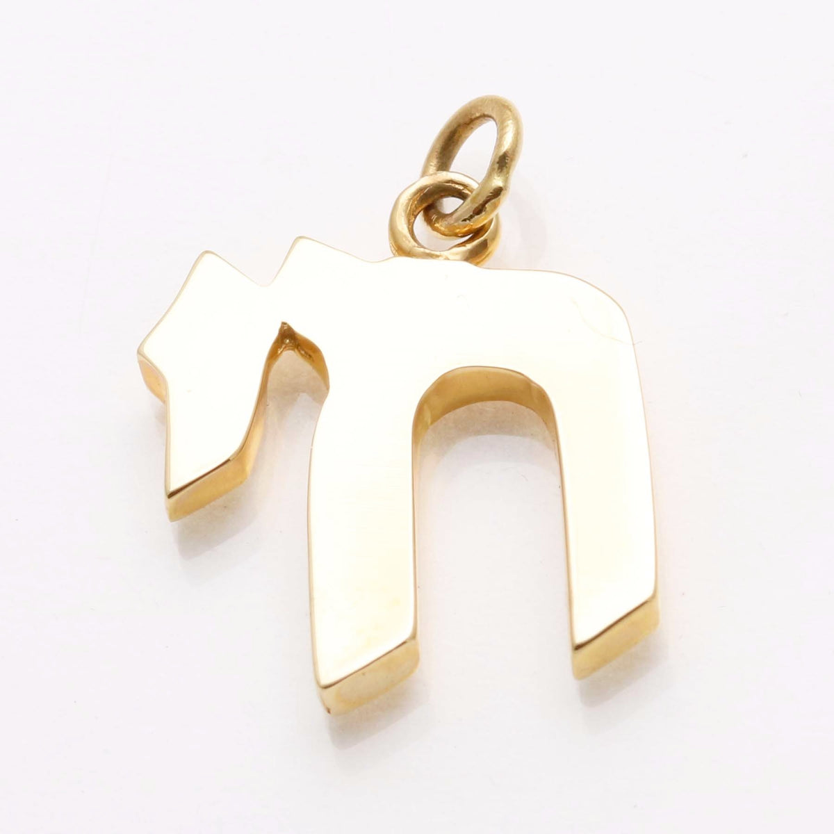 14k Yellow Gold Chai Modern Pendant Solid - JewelryJudaica