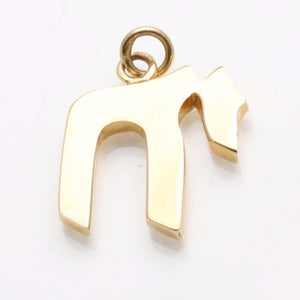 14k Yellow Gold Chai Modern Pendant Solid - JewelryJudaica