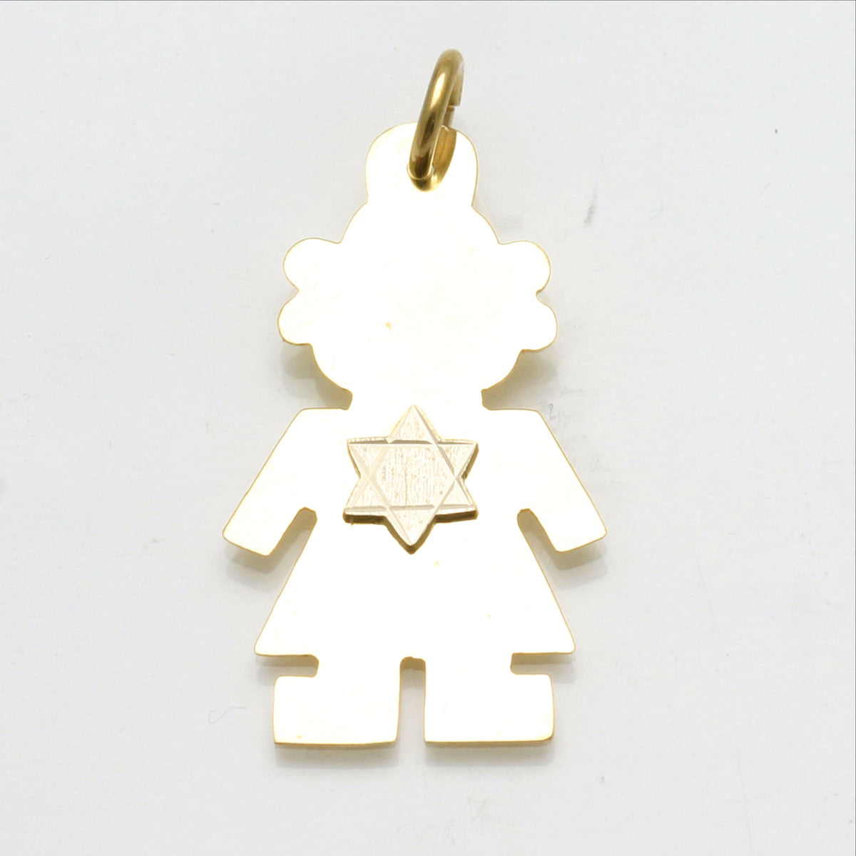 14k yellow & white gold Jewish Girl Star of David Pendant - JewelryJudaica