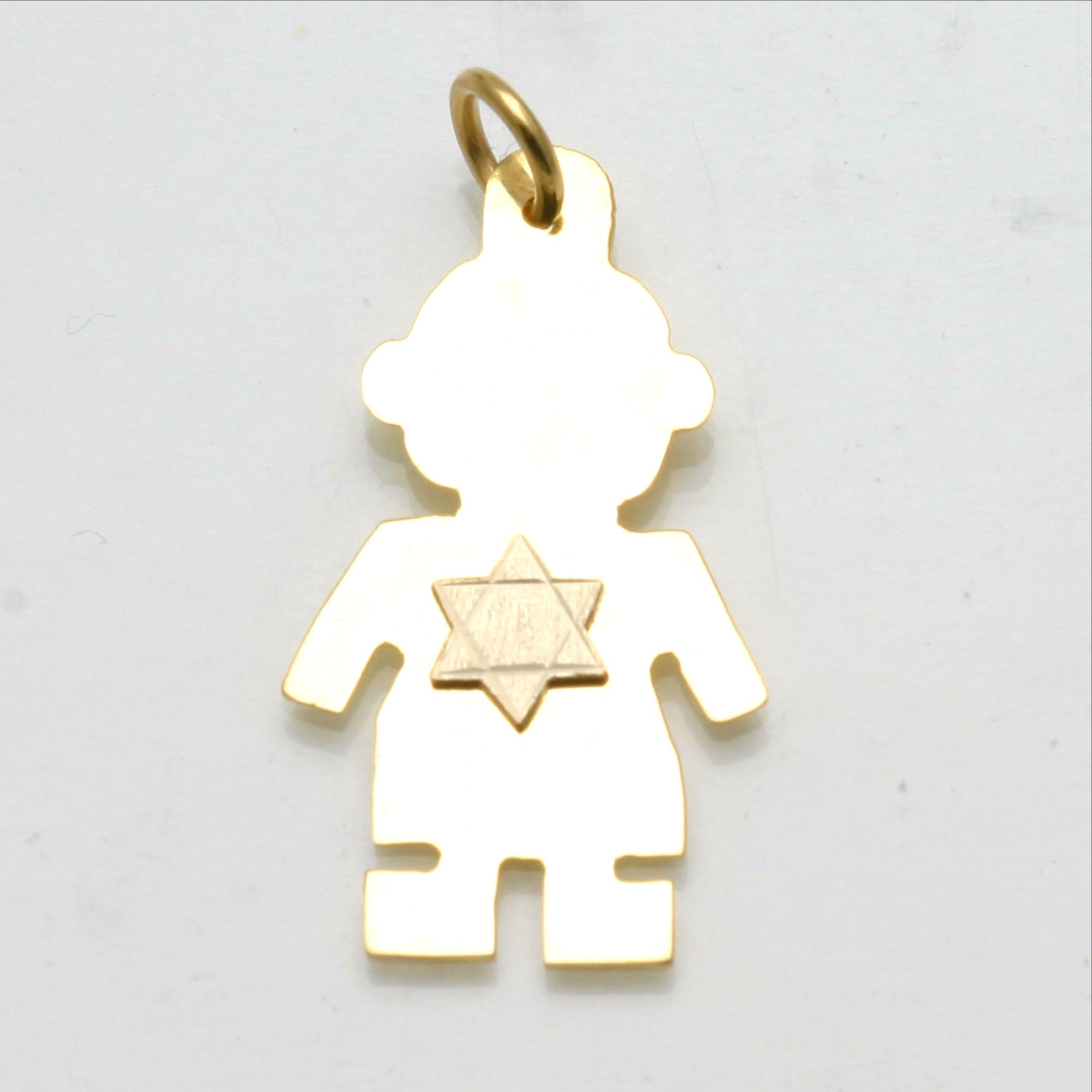 14k yellow & white gold Jewish Boy Star of David Pendant - JewelryJudaica