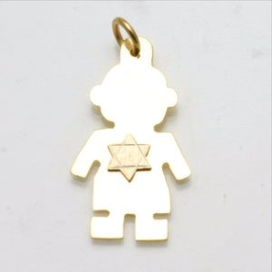 14k yellow & white gold Jewish Boy Star of David Pendant - JewelryJudaica