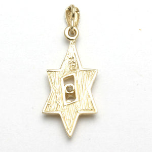 14k Yellow gold Star of David Diamond Pendant Modern Textured - JewelryJudaica
