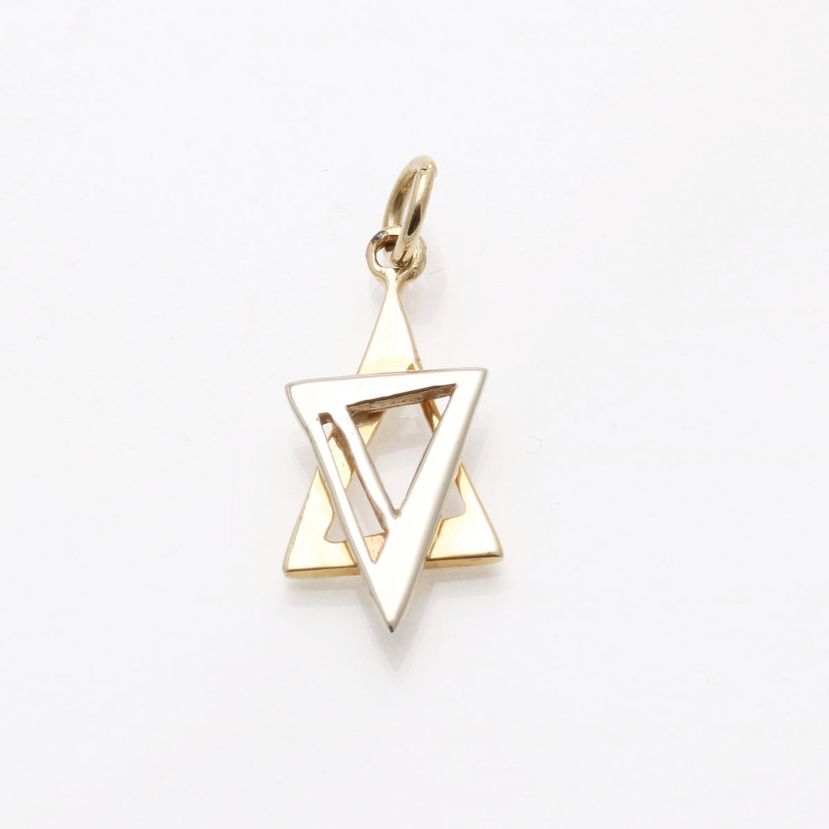 14k Yellow & White Gold Modern Star of David Pendant Elongated - JewelryJudaica