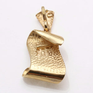 14k Yellow Gold Chai Scroll Pendant - JewelryJudaica