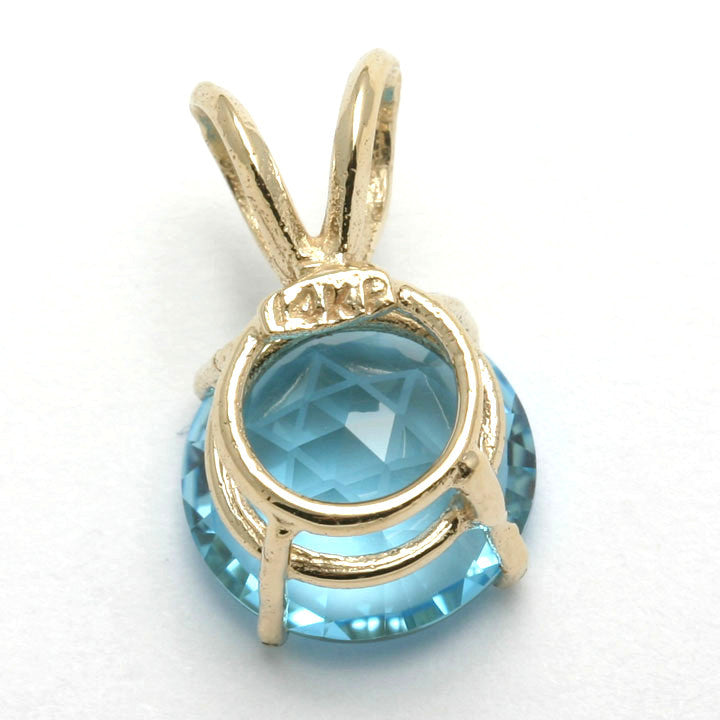 14k Yellow gold Blue Topaz Jewish Star of David Pendant - JewelryJudaica