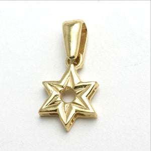 14k Yellow gold Star of David Pendant Small Starburst - JewelryJudaica