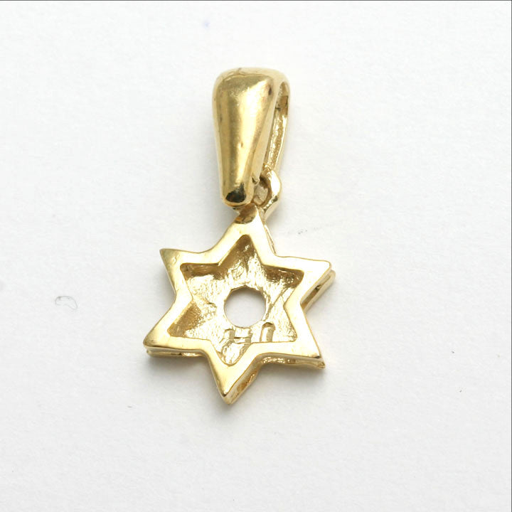 14k Yellow gold Star of David Pendant Small Starburst - JewelryJudaica