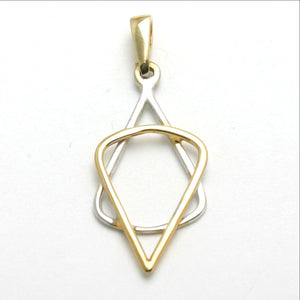 14k Yellow and White gold Jewish Star of David Pendant Modern - JewelryJudaica