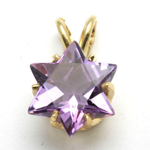 14k Yellow Gold Star of David Cut Amethyst Pendant 4 Carat - JewelryJudaica