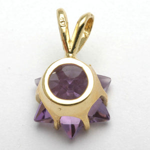 14k Yellow Gold Star of David Cut Amethyst Pendant 4 Carat - JewelryJudaica