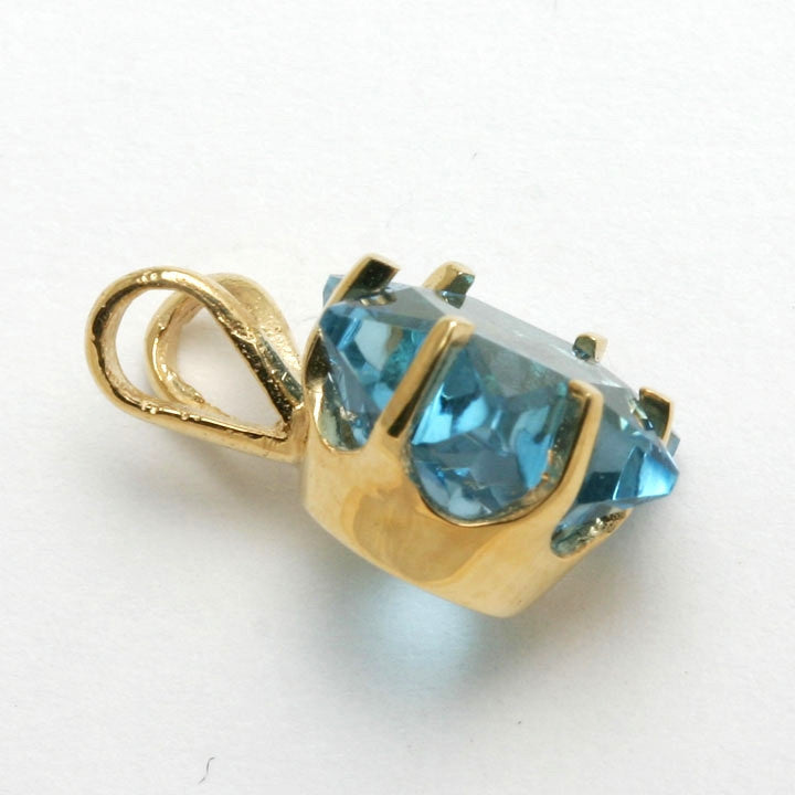 14k Yellow Gold Blue Topaz Star of David Pendant 4 Carat - JewelryJudaica