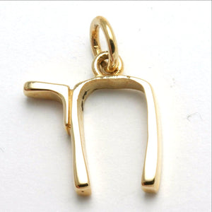 14k Yellow Gold Chai Pendant Modern - JewelryJudaica