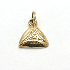 14k Yellow Gold Hamantashen Pendant Purim - JewelryJudaica