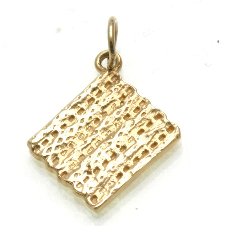 14k Yellow Gold Matzah Pendant Charm Passover - JewelryJudaica