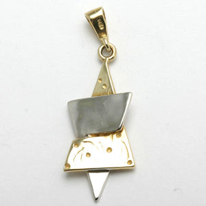 14k Yellow & White Gold Star of David Pendant Flowers - JewelryJudaica