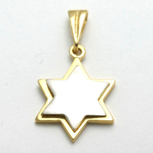 14k yellow and white gold Jewish Star of David Pendant Matte Modern - JewelryJudaica