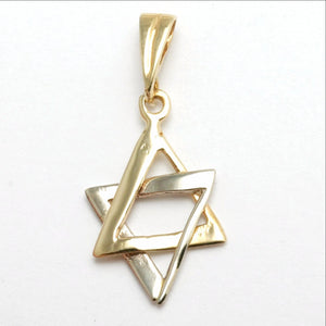 14k Yellow & White Gold Star of David Pendant - JewelryJudaica