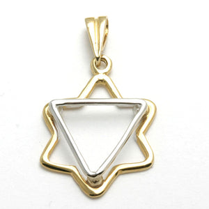 14k yellow and white gold Jewish Star of David Pendant Modern - JewelryJudaica