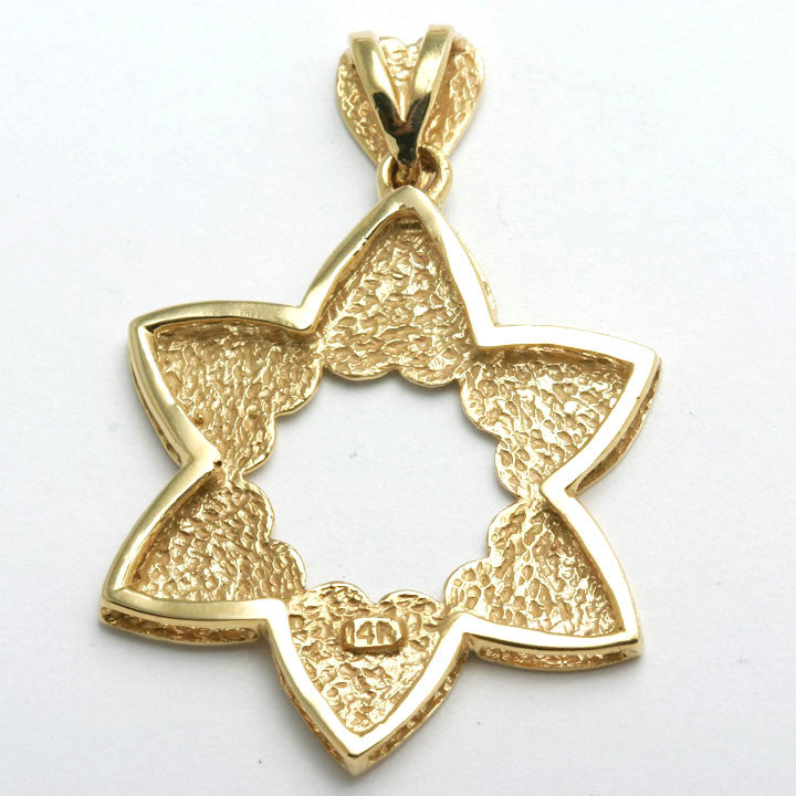 14k Yellow Gold Hearts Star of David Pendant - JewelryJudaica