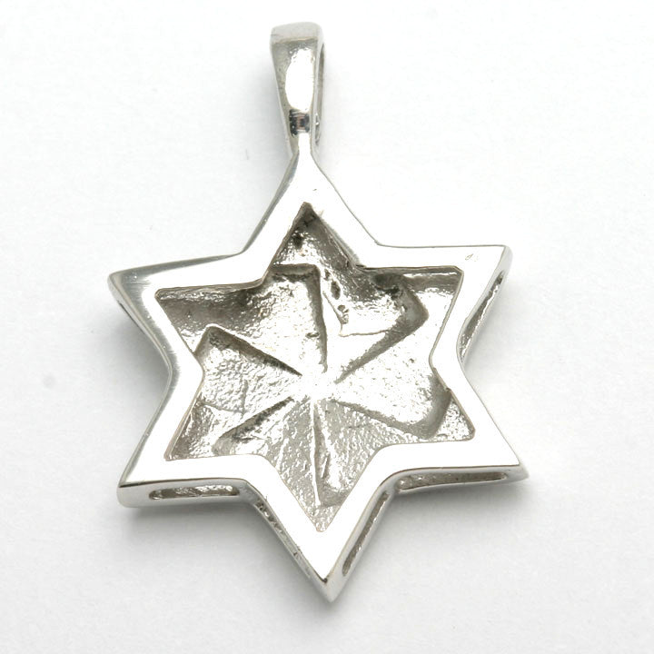 14k White Gold Jewish Star of David Pendant Modern - JewelryJudaica