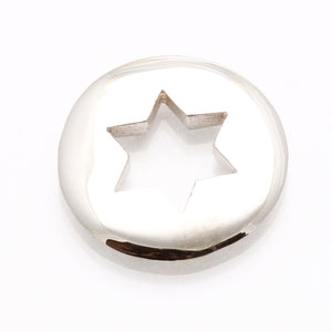 14k White Gold Star of David Disc Pendant Slide - JewelryJudaica