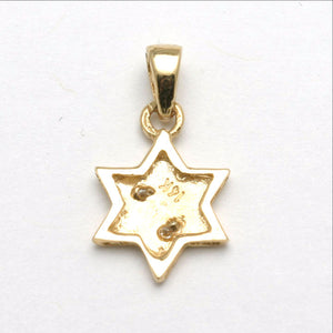 14k Yellow Gold Small Star of David Diamond Pendant - JewelryJudaica