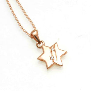 14k Rose Gold Small Star of David Diamond Pendant Necklace - JewelryJudaica