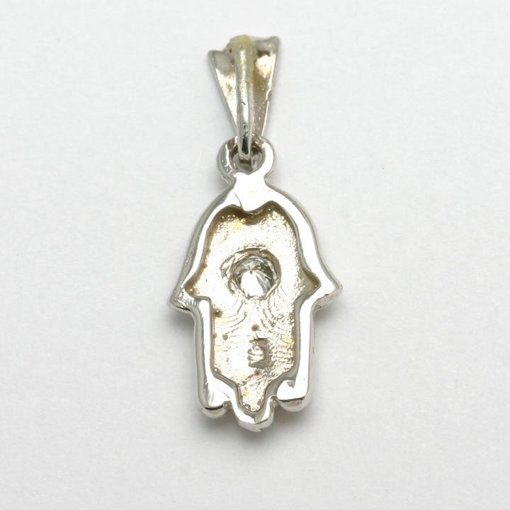 14k White Gold Hamsa Diamond Pendant - JewelryJudaica