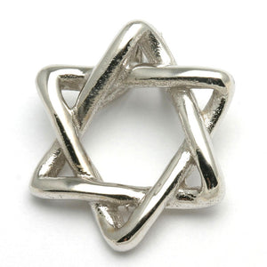 14k White Gold Woven Jewish Star of David Pendant Slide - JewelryJudaica