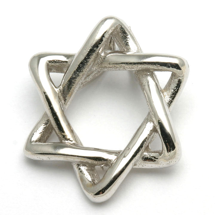 14k White Gold Woven Jewish Star of David Pendant Slide - JewelryJudaica