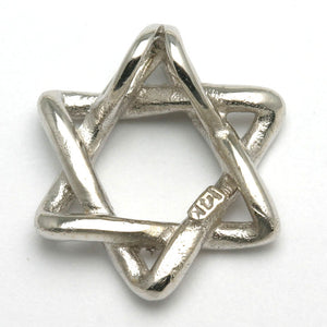 14k White Gold Woven Jewish Star of David Pendant Slide - JewelryJudaica