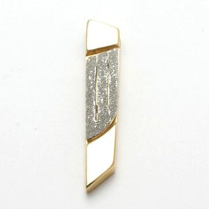 14k Yellow & White gold Mezuzah Pendant Shin Modern - JewelryJudaica