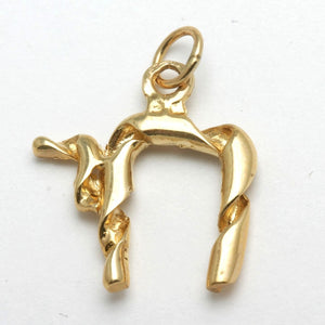 14k Yellow Gold Chai Ribbon Pendant - JewelryJudaica