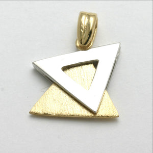 14k Yellow and White Gold Jewish Star of David Pendant Modern Matte - JewelryJudaica