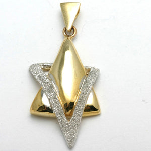 Yellow & White Gold Jewish Star of David Modern Brushed - JewelryJudaica