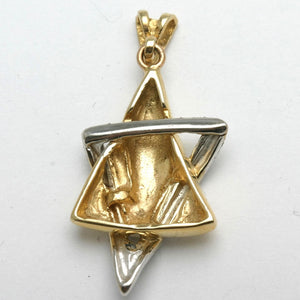 Yellow & White Gold Jewish Star of David Modern Brushed - JewelryJudaica