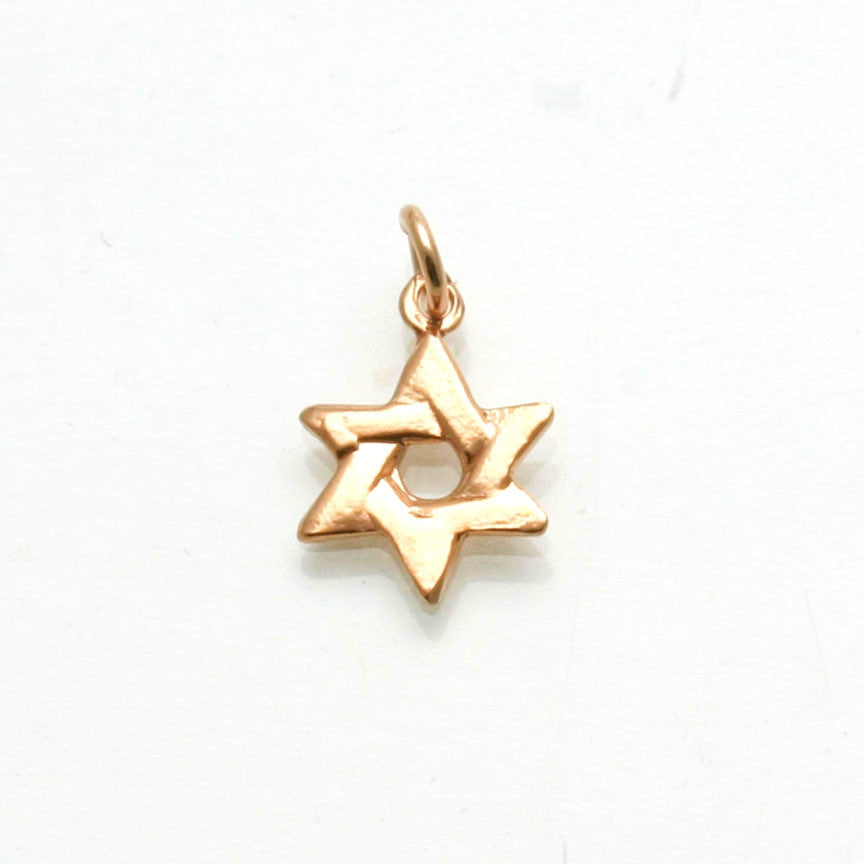 14k Rose gold Small Woven Star of David Pendant - JewelryJudaica