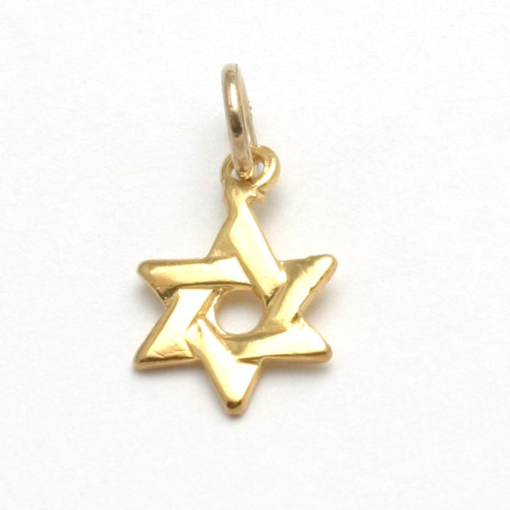 14k Yellow gold Small Star of David Pendant - JewelryJudaica