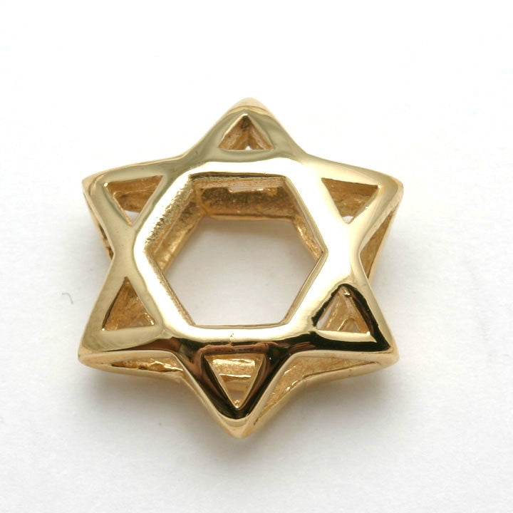 14k Yellow Gold Jewish Star of David Pendant Double Sided - JewelryJudaica