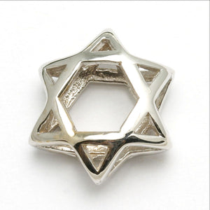 14k White Gold Star of David Pendant Double Sided - JewelryJudaica