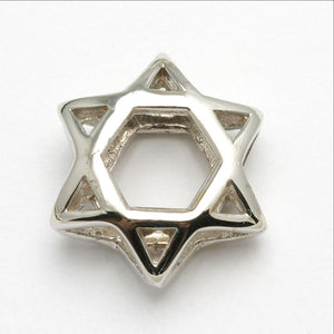 14k White Gold Star of David Pendant Double Sided - JewelryJudaica