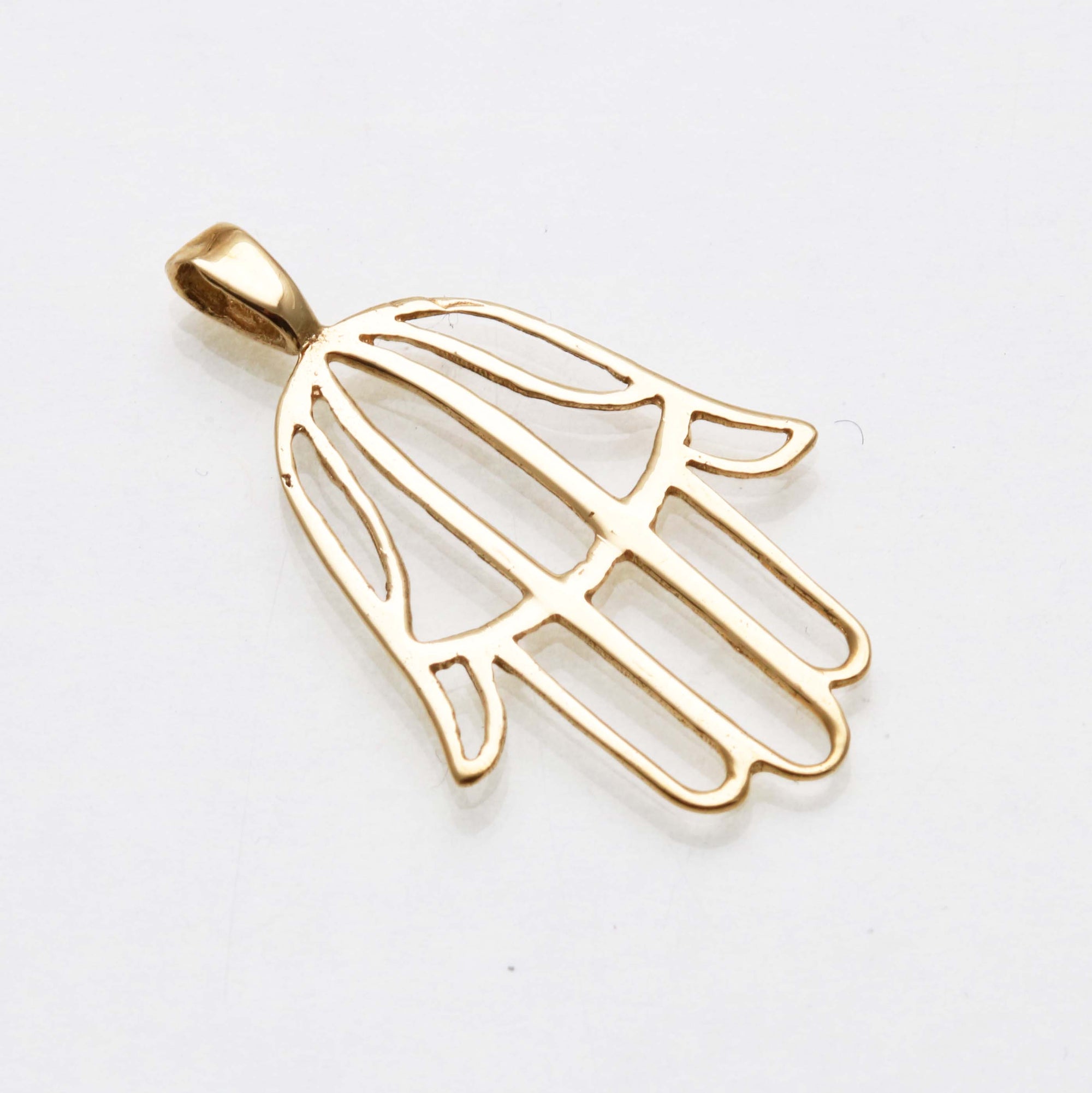 14k Yellow gold Hamsa Hand Pendant Modern