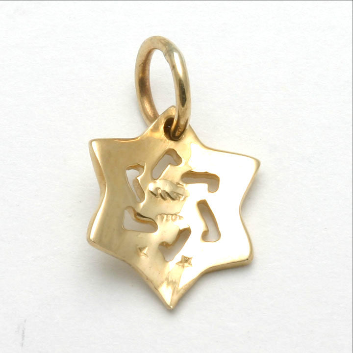 14k Yellow Gold Jewish Star of David Pendant Small - JewelryJudaica