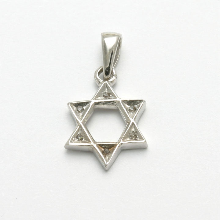 14k White Gold Diamond Jewish Star of David Pendant - JewelryJudaica